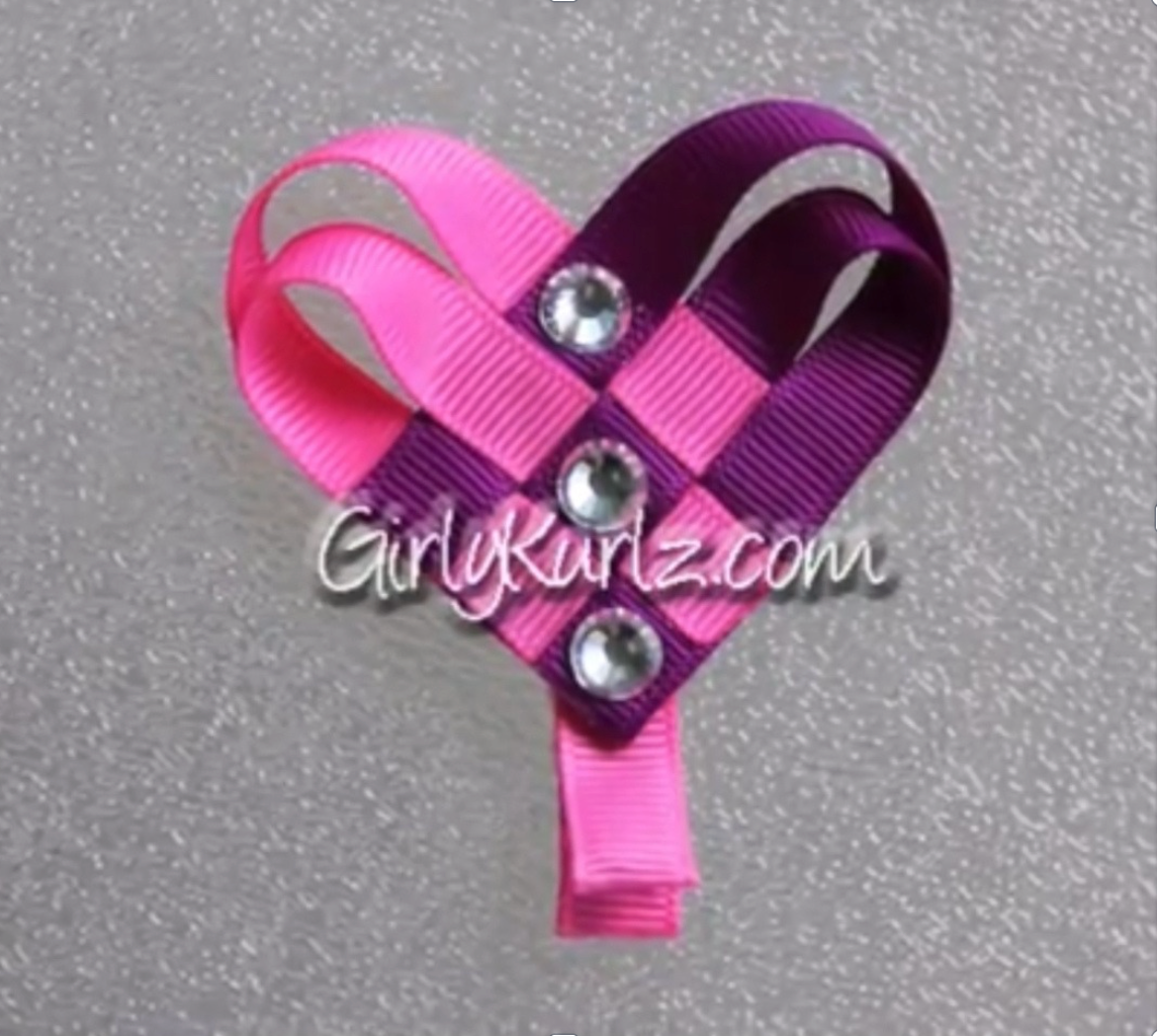 Hot pink and ultra purple woven heart hair accessory