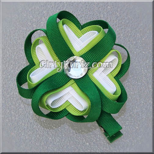 4 leaf clover hair bow