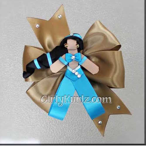 Fan-inspired hair bow set with ribbon clip and boutique turquoise bow