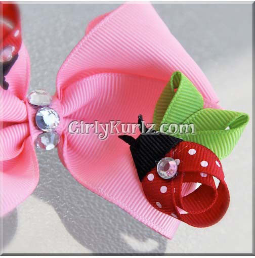 ladybug hair bow, summer hair bow, ladybug hair clip