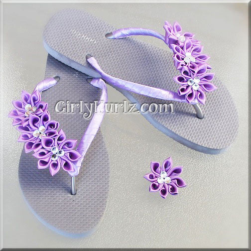 PURPLE Kanzashi Flip Flops