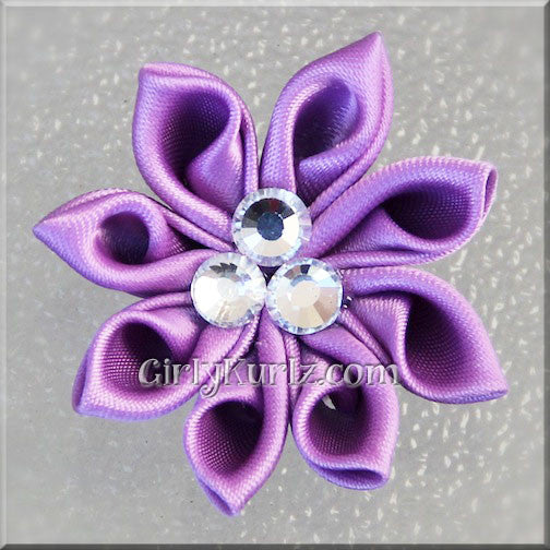 Purple Kanzashi Hair Bow