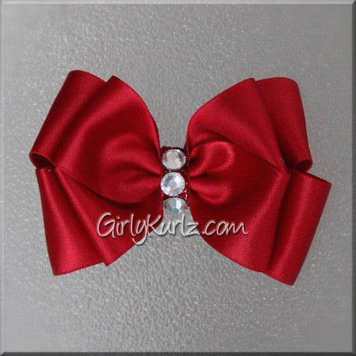 red satin hair bow