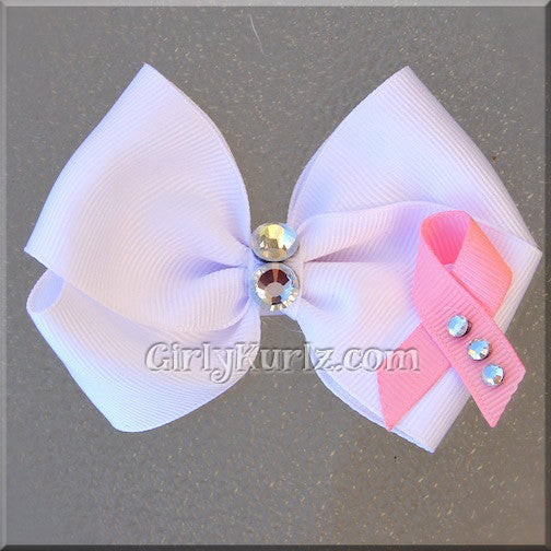 breast cancer hair bow