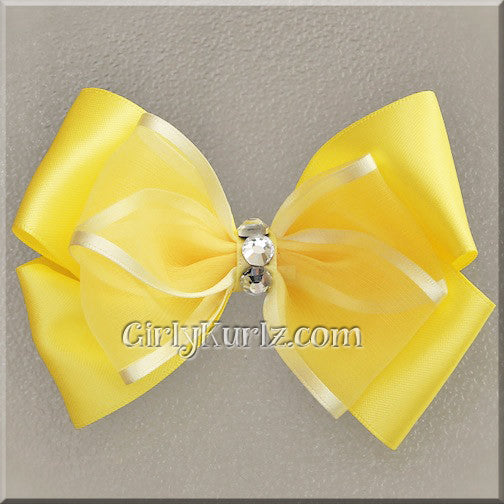 yellow satin hair bow