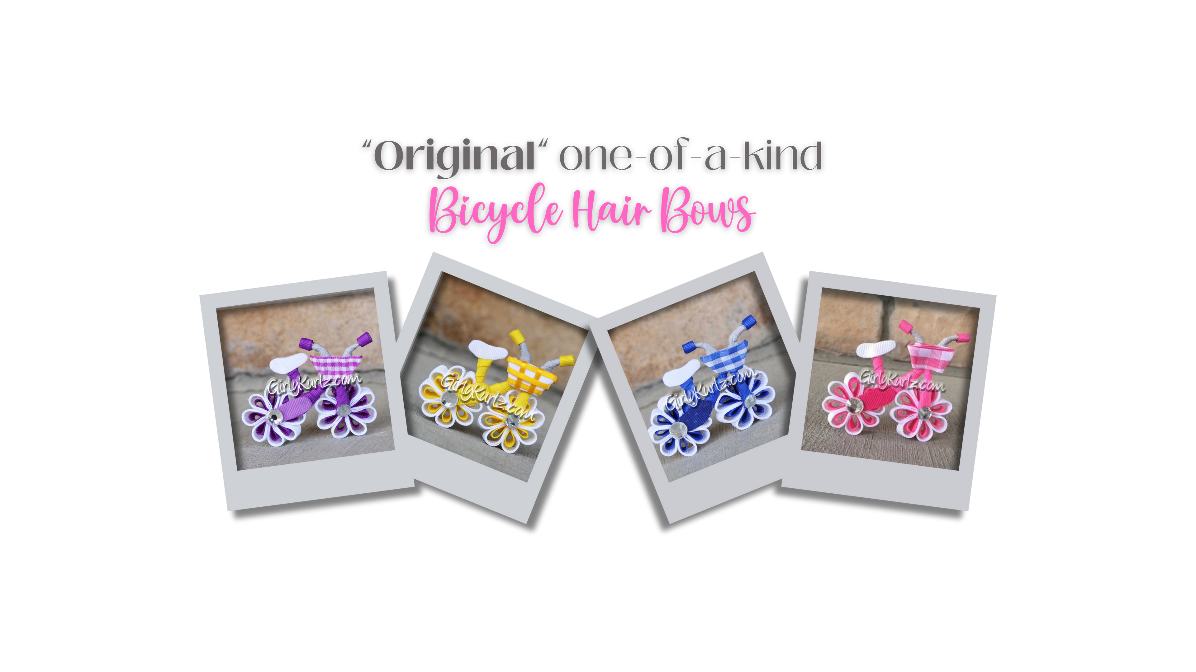 One-of-a-kind bicycle hair bow - handmade 3D ribbon sculpture by GirlyKurlz