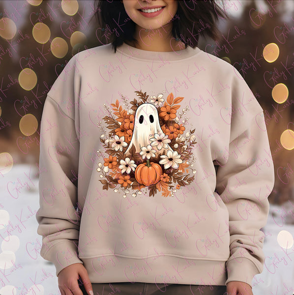 Floral Ghost Shirt, Customized shirts, customized sweatshirts, Halloween Shirt, Graphic Shirt, Gift for Her, Gift For Mom