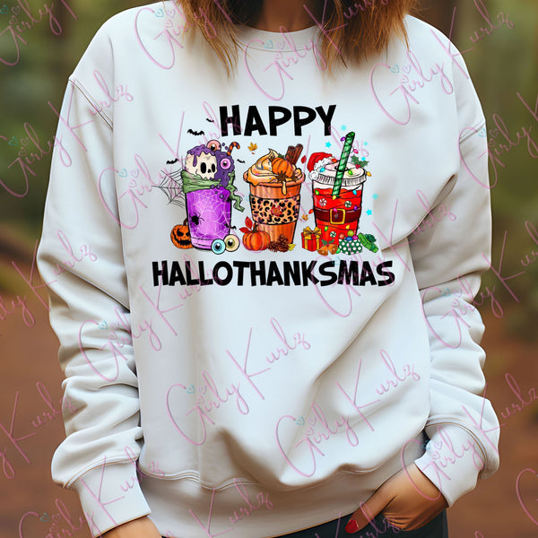 Happy Hallothanksmas Shirt, Customized Shirt, Customized Sweatshirt, Halloween Shirt, Spooky Shirt, Gift for Her, Gift for Mom