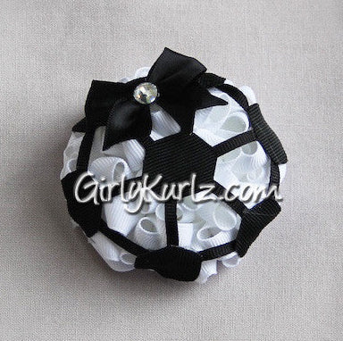 soccer hair bow, soccer hair clip, sports hair bow, bows for girls, football, futbol hair bow