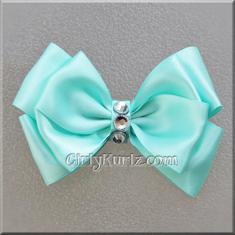 Aqua Satin Layered Bow