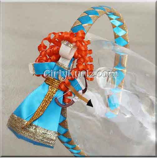 Fan-inspired redhead ribbon clip and matching headband in teal and gold