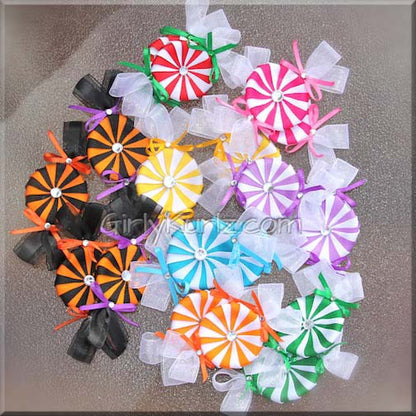 Assorted peppermint candy hair clips in multiple colors - handmade accessories