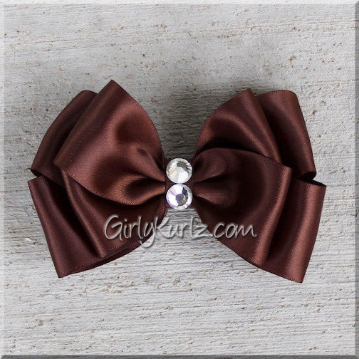 brown satin hair bow