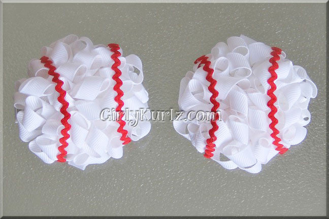 baseball hair bow