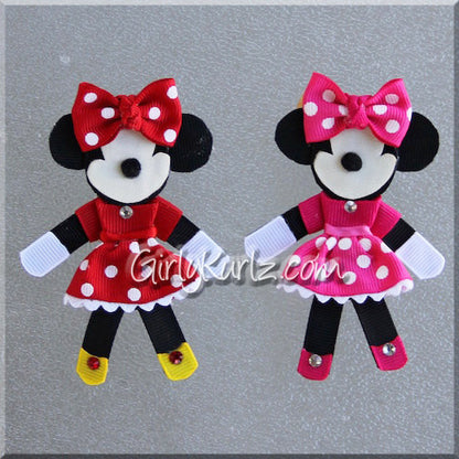 Polka dot bow hair clip tutorials,  red and pink DIY ribbon sculpture designs hair bow DIY