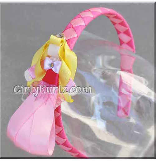 Princess ribbon sculpture hair clip with coordinating headband in pink DIY