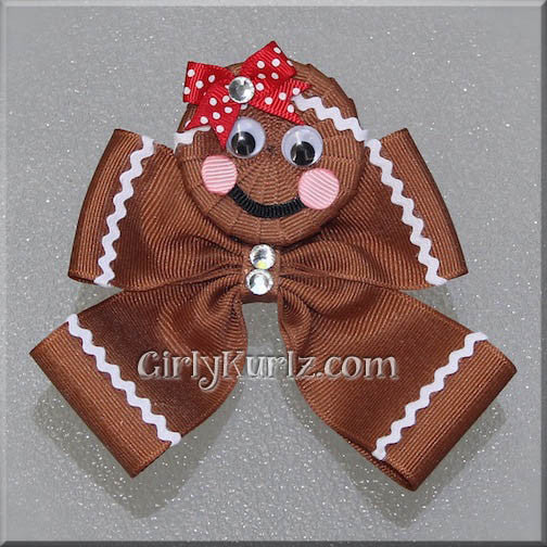 gingerbread man hair bow