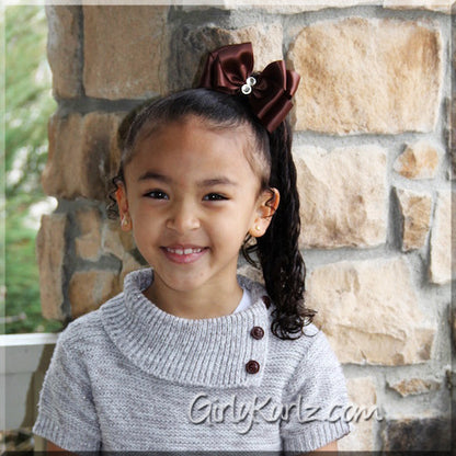 brown satin hair bow