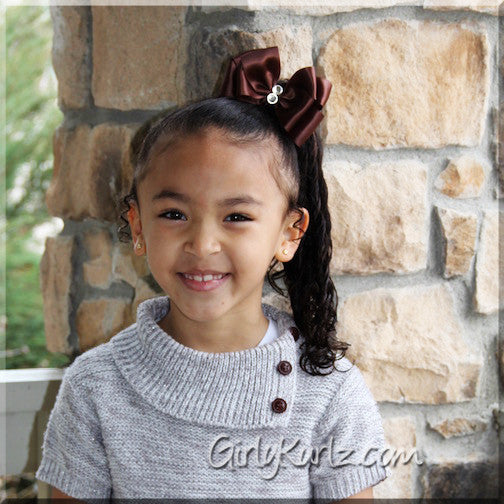 brown satin hair bow
