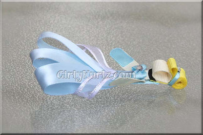 Glass Slipper Princess ribbon sculpture in blue gown with blonde hair — DIY tutorial