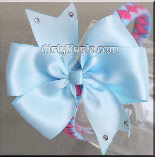 Light blue and pink ribbon bow and headband – DIY no-sew fairy hair accessory
