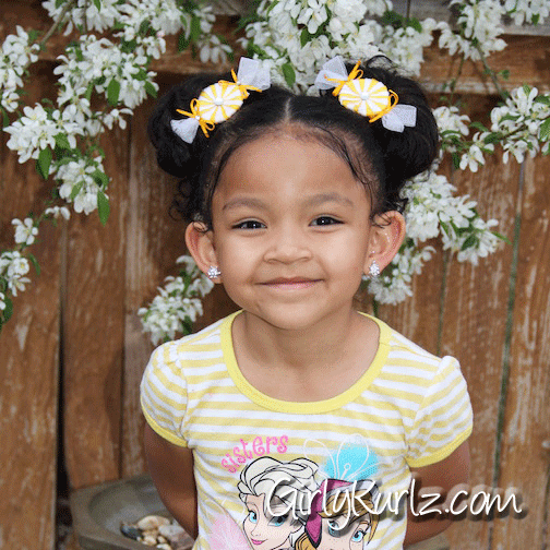 Child modeling peppermint candy hair bow - handmade hair clip