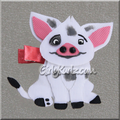 Island Sidekick Cutie ribbon sculpture clip with piggy face and ears — DIY tutorial