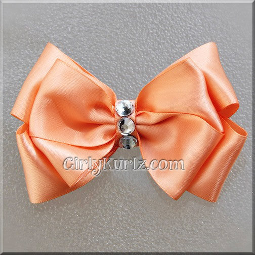 peach satin hair bow