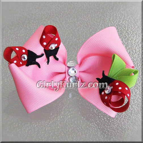 ladybug hair bow, summer hair bow, ladybug hair clip