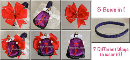 Complete poison queen hair clip tutorial bundle – villain ribbon clip, bow, and headband DIY