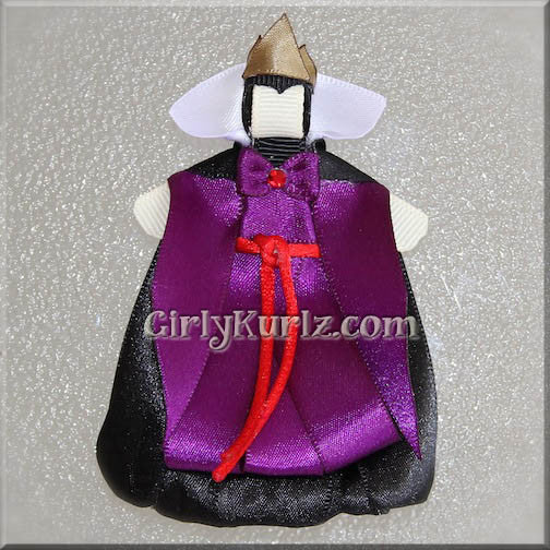 DIY poison queen hair clip tutorial – handmade villain-inspired ribbon design in purple and black