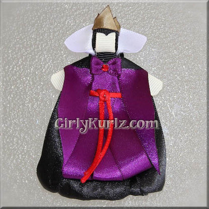 DIY poison queen hair clip tutorial – handmade villain-inspired ribbon design in purple and black