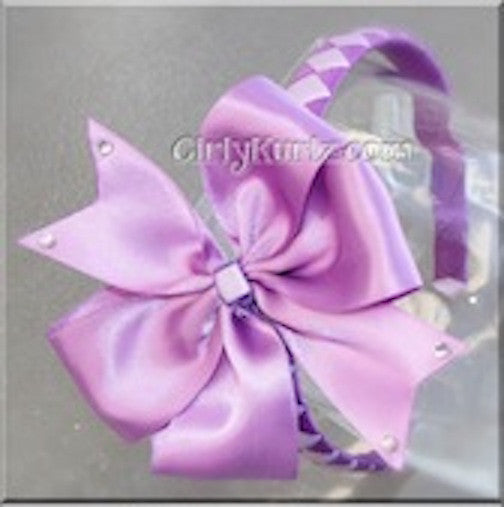 Matching purple princess-themed headband and boutique bow tutorial