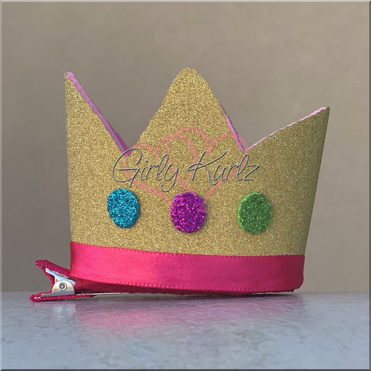 Royal Piggy Princess Crown ribbon sculpture hair clip