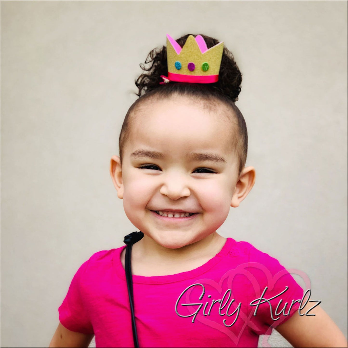 Royal Pig Crown Hair Bow, Kid Model, Princess Crown