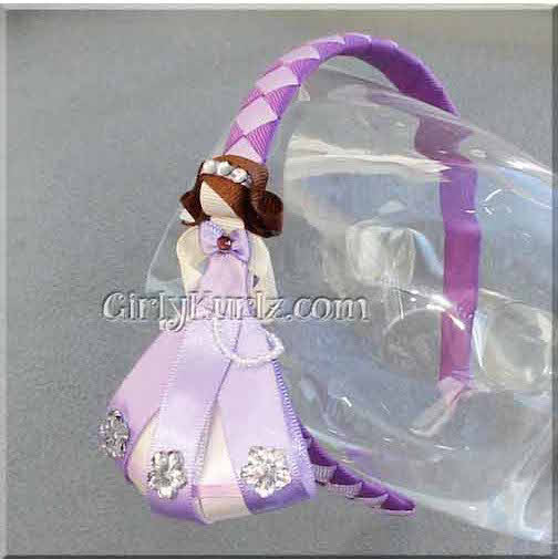 Purple ribbon princess clip and headband combo from DIY bow tutorial
