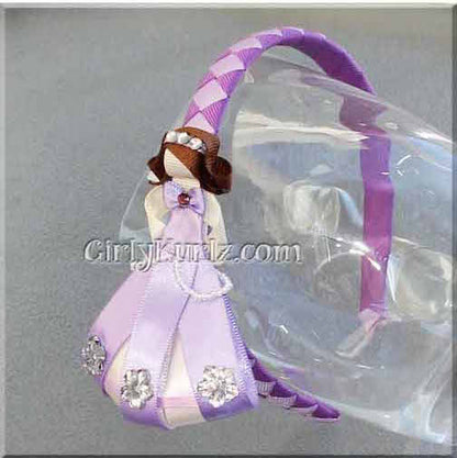Purple ribbon princess clip and headband combo from DIY bow tutorial