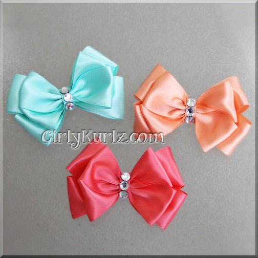 Aqua Satin Layered Bow