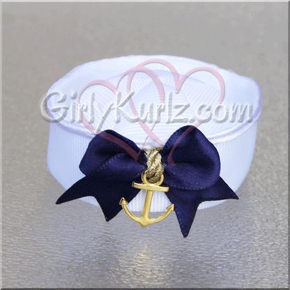 Patriotic 3D sailor hat hair clip - handmade Navy ribbon sculpture bow