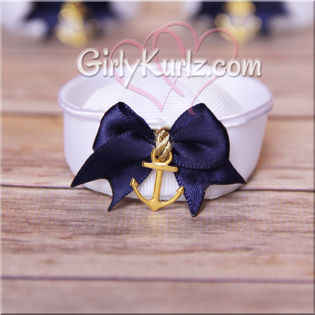 Handmade sailor hat hair clip - patriotic Navy hair bow