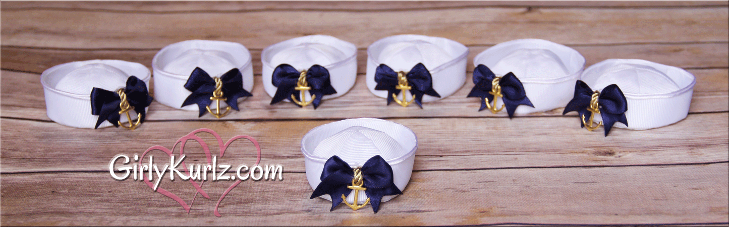 Handmade sailor hat hair bow - patriotic US Navy hair accessory for military families
