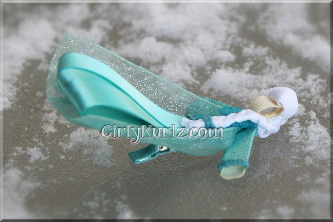 DIY snow queen ribbon hair clip tutorial – handmade icy blue winter character design