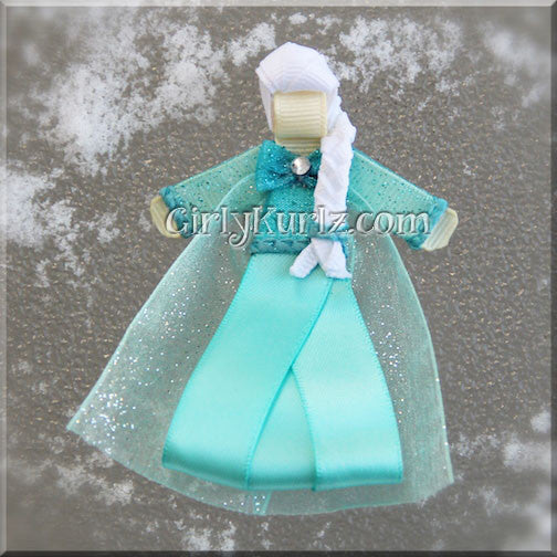 DIY snow queen ribbon hair clip tutorial – handmade icy blue winter character design