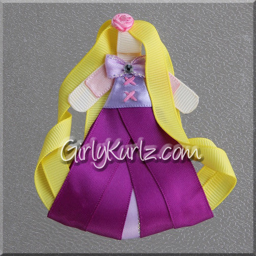 Tower Princess ribbon sculpture with long golden hair and lavender dress — DIY tutorial