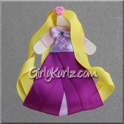Tower Princess ribbon sculpture with long golden hair and lavender dress — DIY tutorial