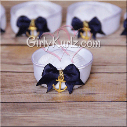 Patriotic 3D sailor hat hair clip - handmade Navy ribbon sculpture bow