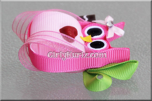 owl hair clip hair bow