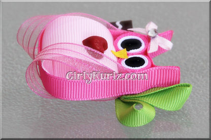 owl hair clip hair bow
