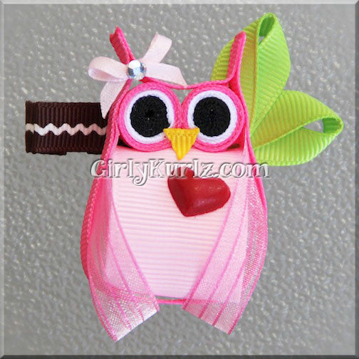 owl hair clip hair bow