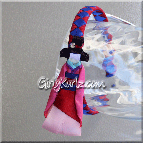 Character ribbon hair clip on headband – warrior-inspired handmade DIY tutorial